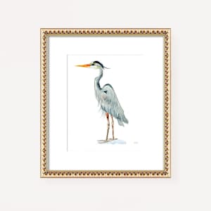 Great Blue Heron Birds Beach Art Print Nautical Coastal Decor Seashore Wall Art