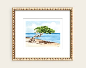 Aruba Painting Print, Aruba Beach Art, Aruba Wall Art, Beach Painting, Coastal Wall Art, Aruba watercolor by Michelle Mospens, Aruba Gifts