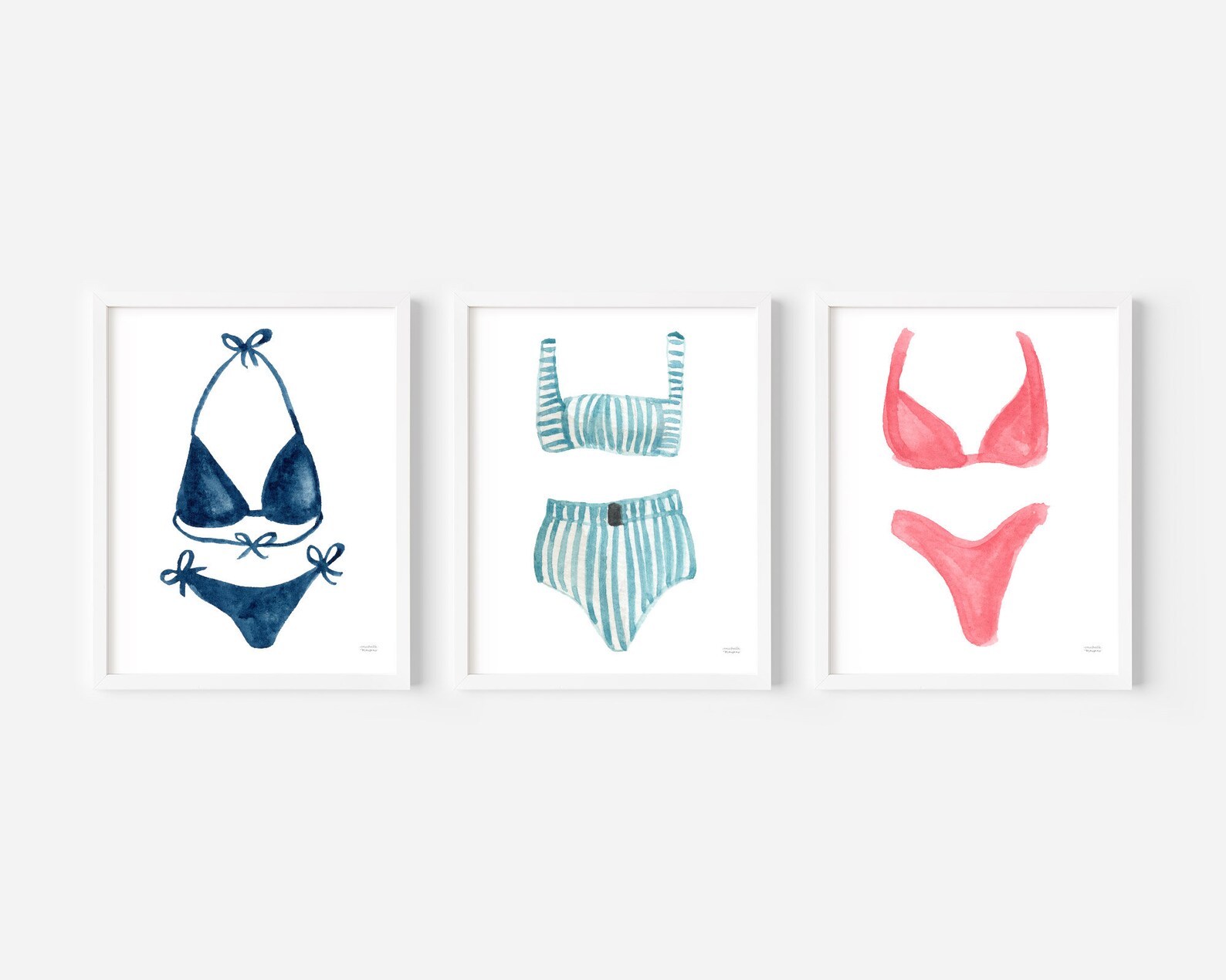 Coastal Artwork Bathing Suit Art Beach Lovers Gift Beach Etsy