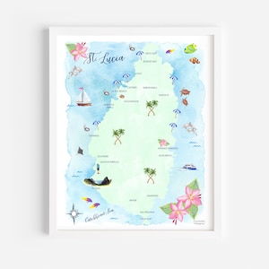 St. Lucia Art Print, St. Lucia Print, Caribbean Wall Art, Travel Gift, Travel Poster, Saint Lucia Print, Housewarming Gift