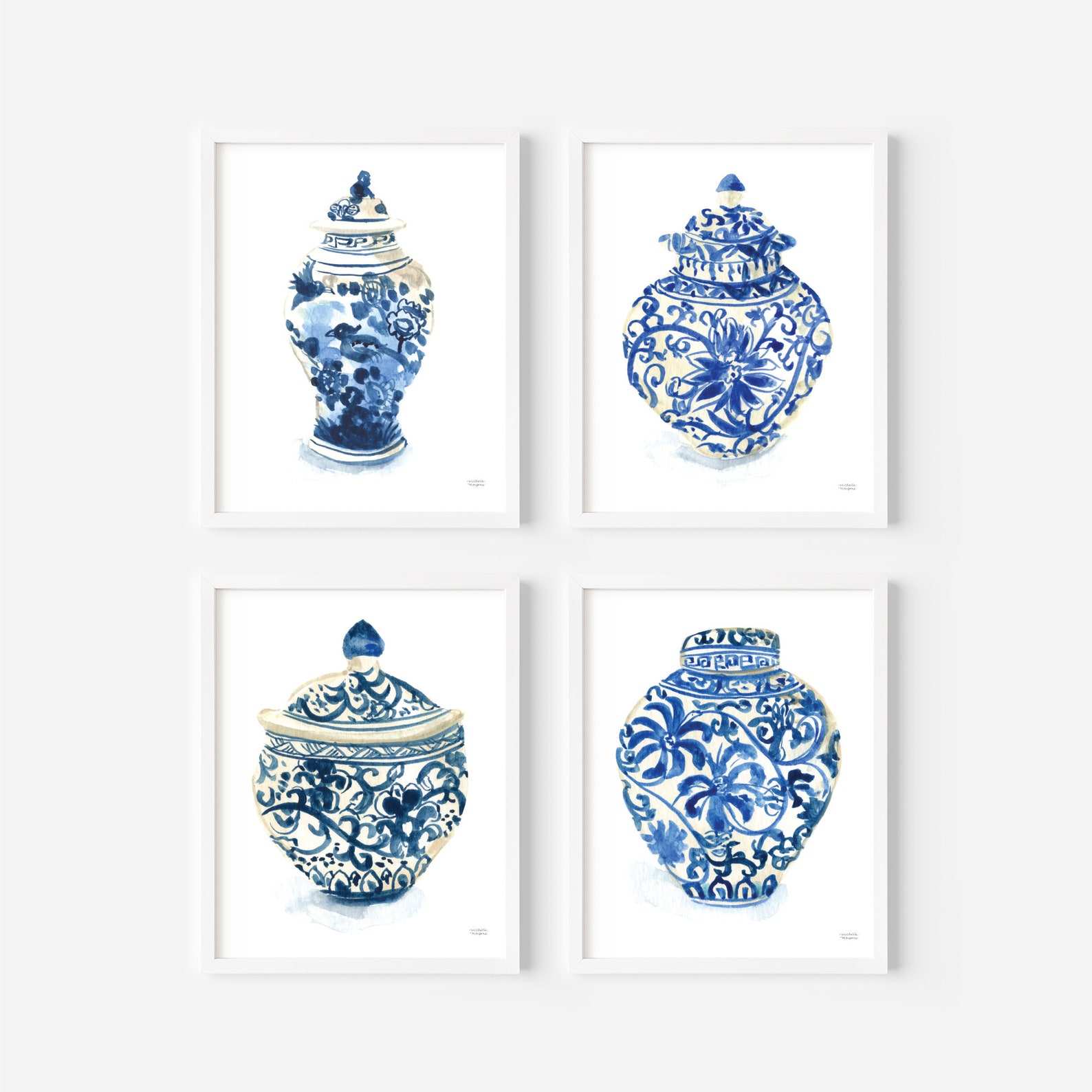 Ginger Jars Watercolor Paintings Ginger Jar Art Print Set of Etsy