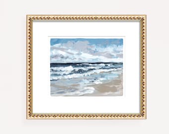 Tranquil Tides Ocean Print: Beach Seascape Watercolor Art