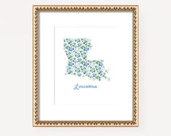 Louisiana Print, State of Louisiana Art, Home State Prints, State Wall Art, Unique LA Gift, Louisiana Housewarming Gift, Military Gift