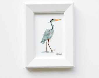 Lake house gift Heron print Heron small framed art Lake house decor Beach house decor Housewarming gift Best friend birthday gift for her