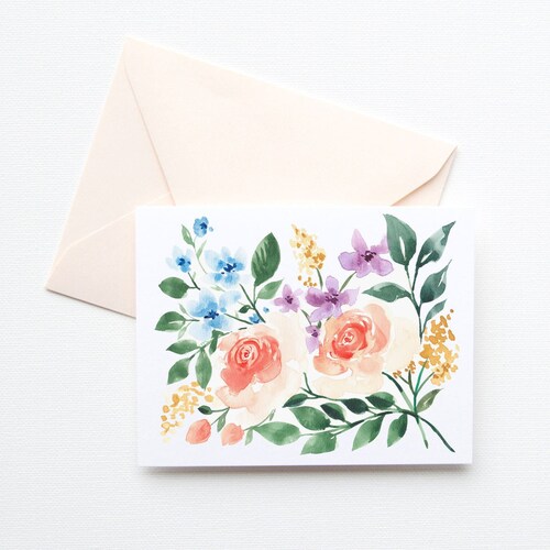 Notecards Floral Note Cards Watercolor Flowers Note Cards Etsy