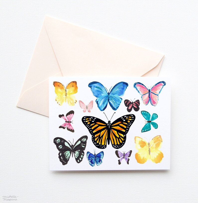 Butterfly Note Cards with Envelopes Butterflies Blank Note Etsy