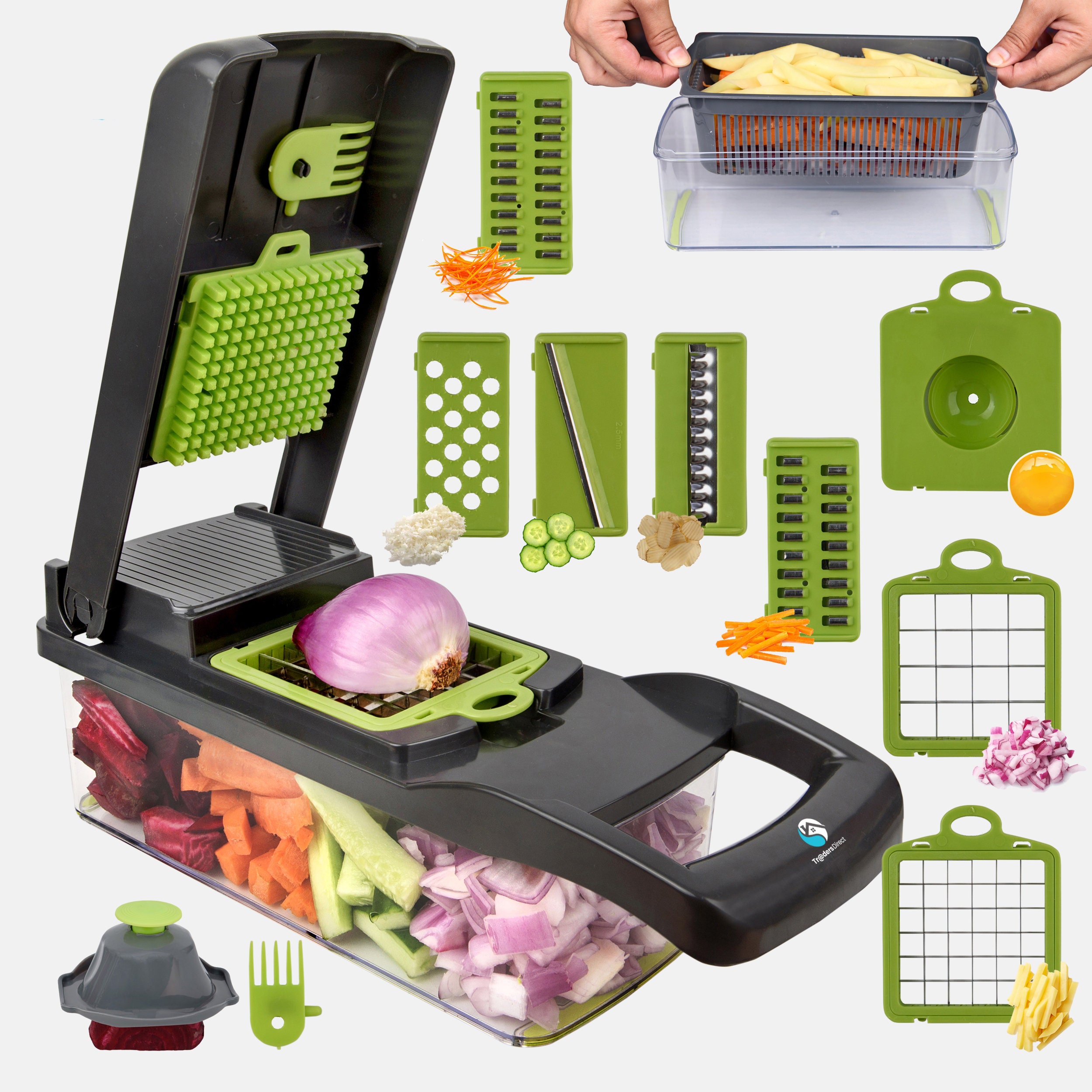 Vegetable Chopper Pro 14 In 1 Multifunctional Food Chopper Kitchen  Vegetable Slicer Dicer Cutter Veggie Chopper With 8 Blades - Fruit &  Vegetable Tools - AliExpress