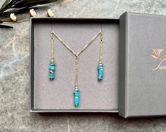 Gorgeous Turquoise Magnesite jewellery set, necklace, earrings, 18k gold Vermeil jewellery set, Gemstone jewellery set, Turquoise jewellery