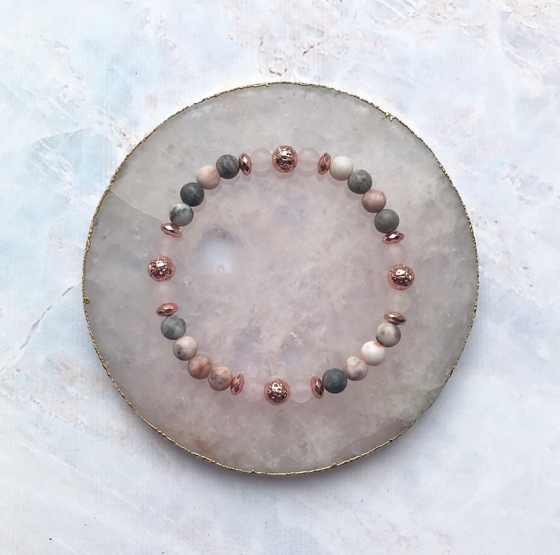 Pink Zebra Jasper Healing Bracelet Gemstone Bracelet Etsy UK