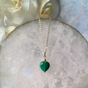 Dainty Malachite necklace, 18k gold vermeil necklace, Sterling silver necklace, Gemstone necklace, Chakra necklace, Heart necklace, Gift