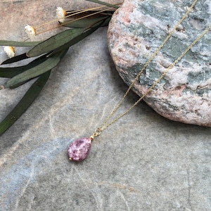 Gorgeous Lepidolite necklace , 18k gold vermeil necklace, Lepidolite necklace, Gemstone necklace, Chakra necklace, Gift for her