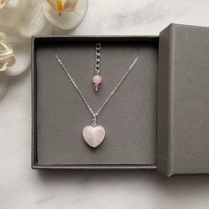 Rose Quartz heart necklace, Sterling silver 925 necklace, Swarovski necklace, Gemstone necklace, Chakra necklace, Crystal healing, Gift idea