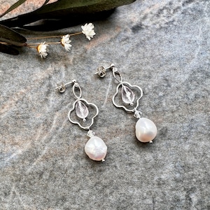 Luxe Pearl earrings, 925 Sterling silver earrings, Pearl earrings, Pearl jewellery, Bridal jewellery, Bridal earrings, Wedding jewellery