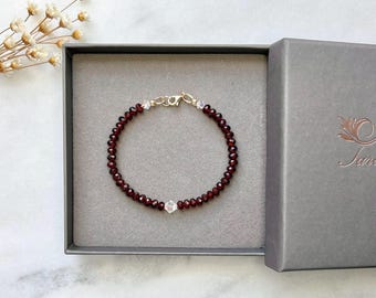 Chic one of a kind 9k solid gold Garnet and Swarovski crystal bracelet, Solid gold bracelet,  bracelet, Garnet bracelet, Gold bracelet, Gift