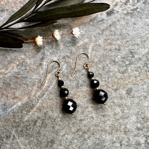 Chic Black Tourmaline earrings, 14k gold filled earrings, Gemstone earrings, Tourmaline earrings, Tourmaline jewellery, Chakra earrings