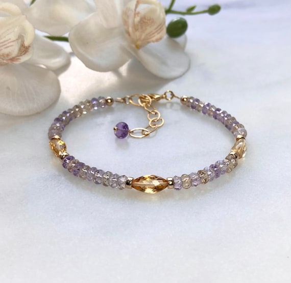 Gorgeous Ametrine bracelet Ametrine bracelet Citrin bracelet 14k Gold filled bracelet Gemstone bracelet Ametrine jewellery Gift Etsy