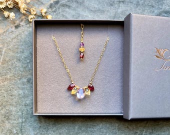 One of a kind multi gemstone necklace, 14k Gold filled necklace, Gemstone necklace, Citrine necklace, Amethyst necklace, Garnet necklace