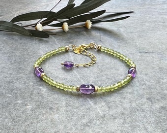 Gorgeous Peridot and Amethyst bracelet, Amethyst bracelet, Peridot bracelet, Gemstone bracelet, Amethyst jewellery, Peridot jewellery