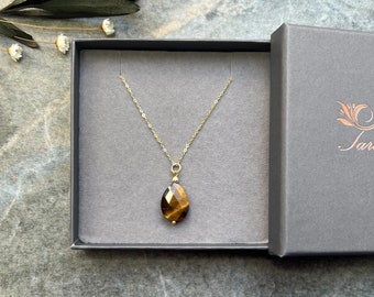 Gorgeous Tigers eye necklace, 18k Gold vermeil necklace, Tigers eye necklace, Gemstone necklace, Silver necklace, Tiger eye jewellery, Gift