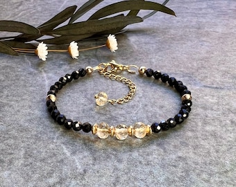 Unique Tourmaline bracelet, Citrine bracelet, Tourmaline jewellery, Citrine jewellery, Gemstone bracelet, 14k Gold filled bracelet, Gift