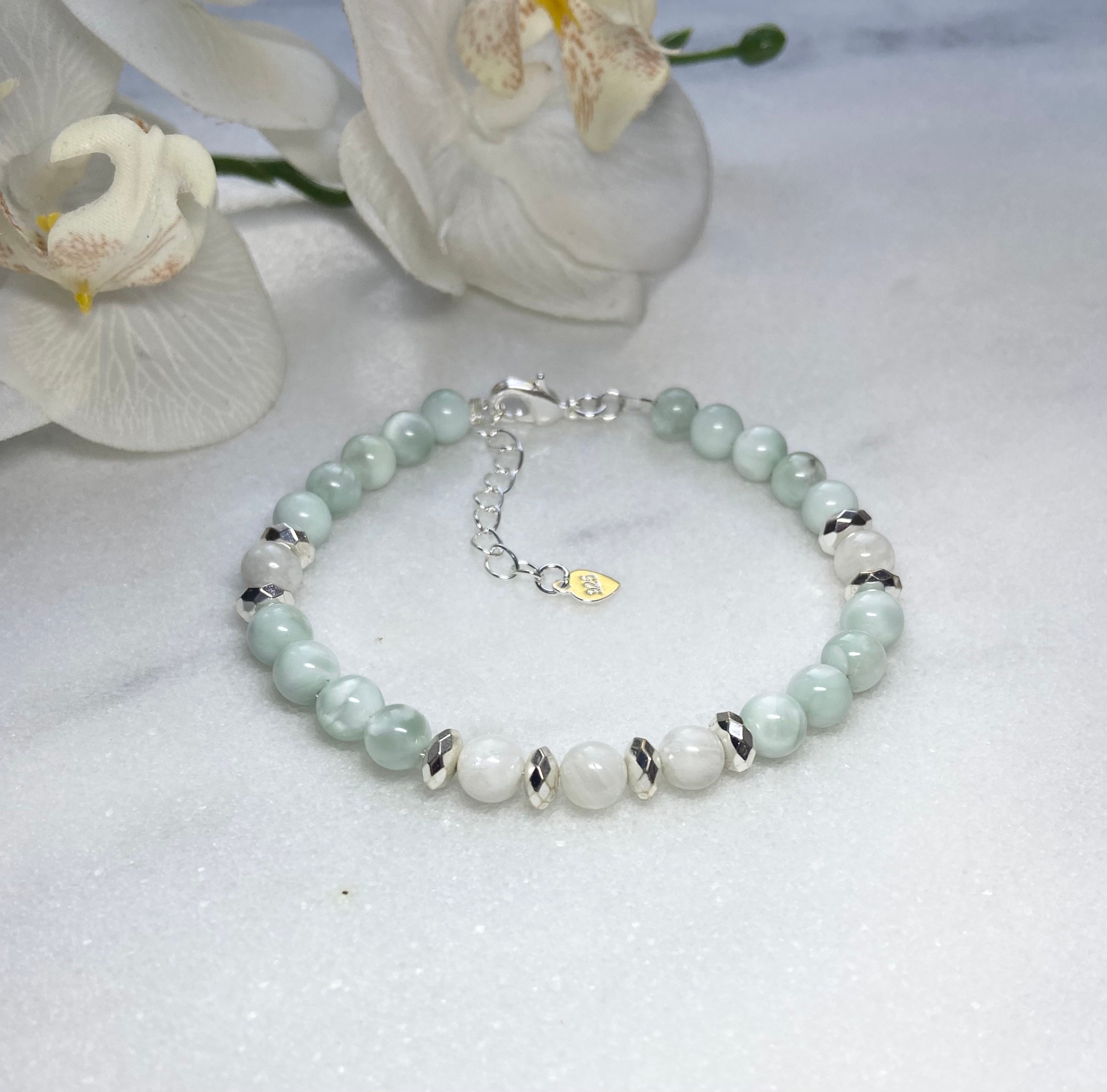 Unique Green and Rainbow Moonstone Bracelet Green Moonstone