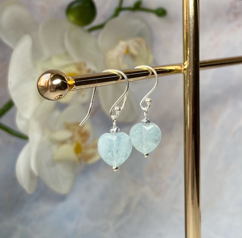 Gorgeous Aquamarine jewellery set, Sterling silver Aquamarine necklace and earrings, Gemstone earrings, Earrings, Necklace, Gift for her image 8