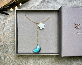 Stunning flashy Labradorite and Moonstone necklace, 14k Gold filled necklace, Gemstone necklace, Labradorite, Moonstone, Gift