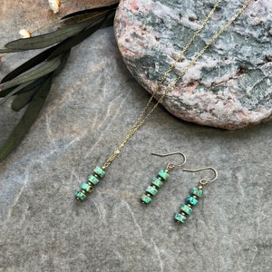 Unique Turquoise jewellery set, Turquoise necklace, Turquoise earrings, Gold Vermeil jewellery set, Gemstone jewellery, Turquoise jewellery