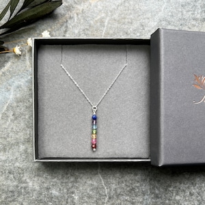 Dainty chakra healing necklace, Gemstone chakra necklace, Sterling silver necklace, Yoga necklace, Gemstone necklace, Chakra necklace, Gift
