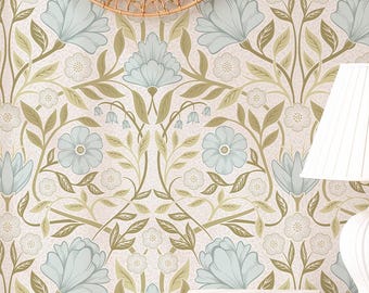 Art Nouveau Peel and Stick Wallpaper Floral Cottagecore Removable Wallpaper Grandmillennial Wall Paper English Cottage Wall Paper Vintage