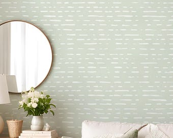 Sage Green Wallpaper Peel and Stick Pattern Wallpaper Hand Painted Abstract Wallpaper Organic Modern English Cottage Wallpaper Vintage A106