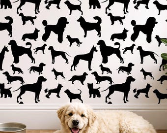 Dog Wallpaper Black and White Wallpaper Boy Nursery Peel and Stick Wall Paper for Playroom Gender Neutral Wall Decor Toddler Room Dog Decor