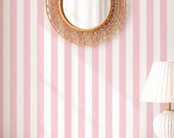 Pink Stripe Peel and Stick Wallpaper Pink and White Stripe Wallpaper Blush Pink Removable Wallpaper Girl Nursery Neutral Wallpaper A120
