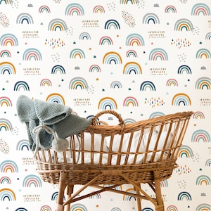 Cute Rainbow Wallpaper | Unique Vibrant Rainbow Removable Wallpaper For Nursery, Playroom, Kidsroom | Perfect Surprise Gift For Boys & Girls