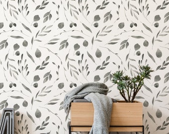 Scandinavian Black and White Floral Peel & Stick Wallpaper | Minimalist, Removable Wallpaper for Stylish Bedroom, Bathroom and Kitchen Decor