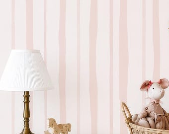 Pink Stripe Peel and Stick Wallpaper Blush Pink Seamless Pattern Wallpaper Neutral Striped Wallpaper Girl Nursery Removable Wallpaper A128