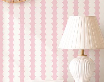 Pink Stripe Peel and Stick Wallpaper Scallop Stripe Seamless Pattern Wallpaper Blush Pink Removable Wallpaper Wavy Stripe Wallpaper A122