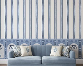 Vintage Arches Stripes Design Wallpaper, Peel and Stick Removable Mural - Self Adhesive Decor for Bedroom Living Room