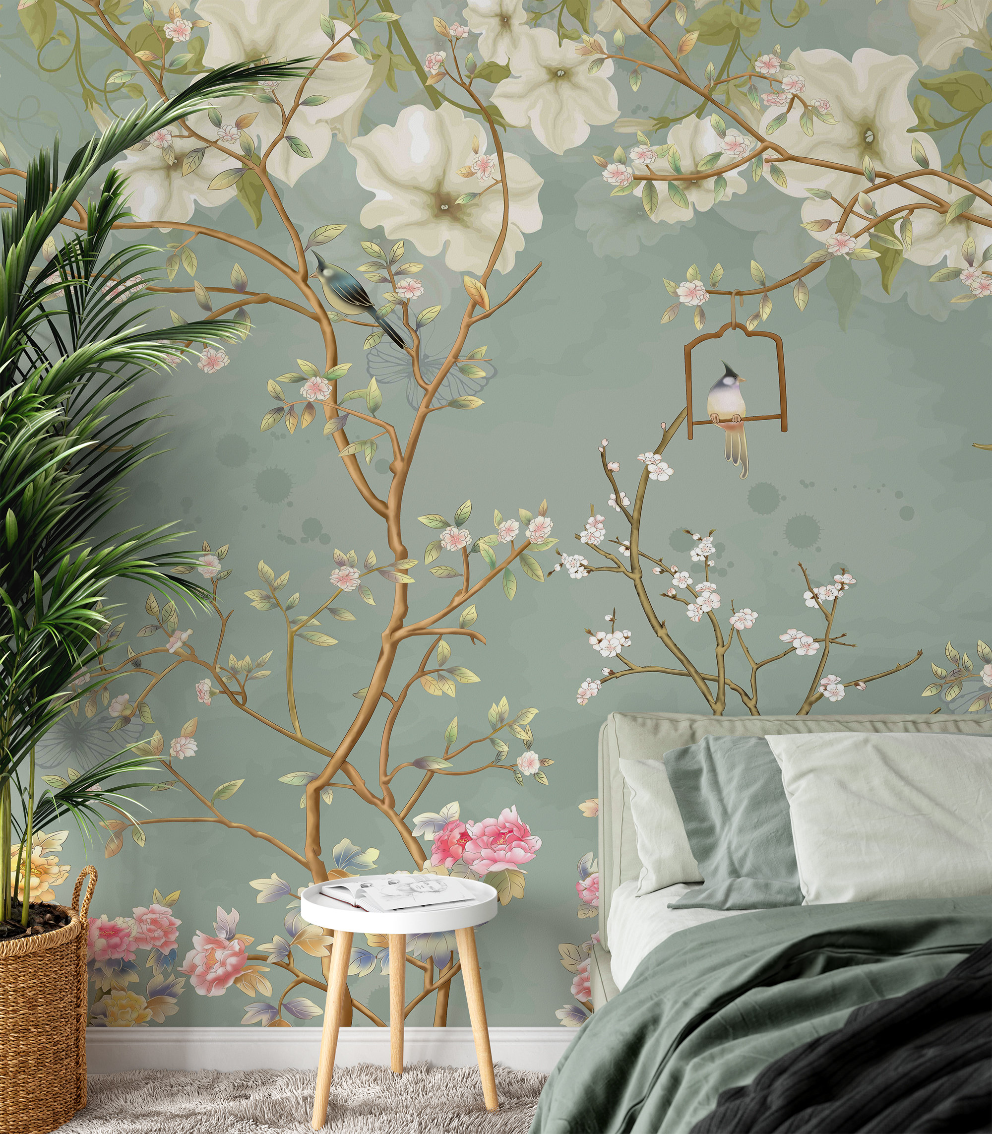 Chinoiserie Peel & Stick Wallpaper Mural Botanical Floral - Etsy UK