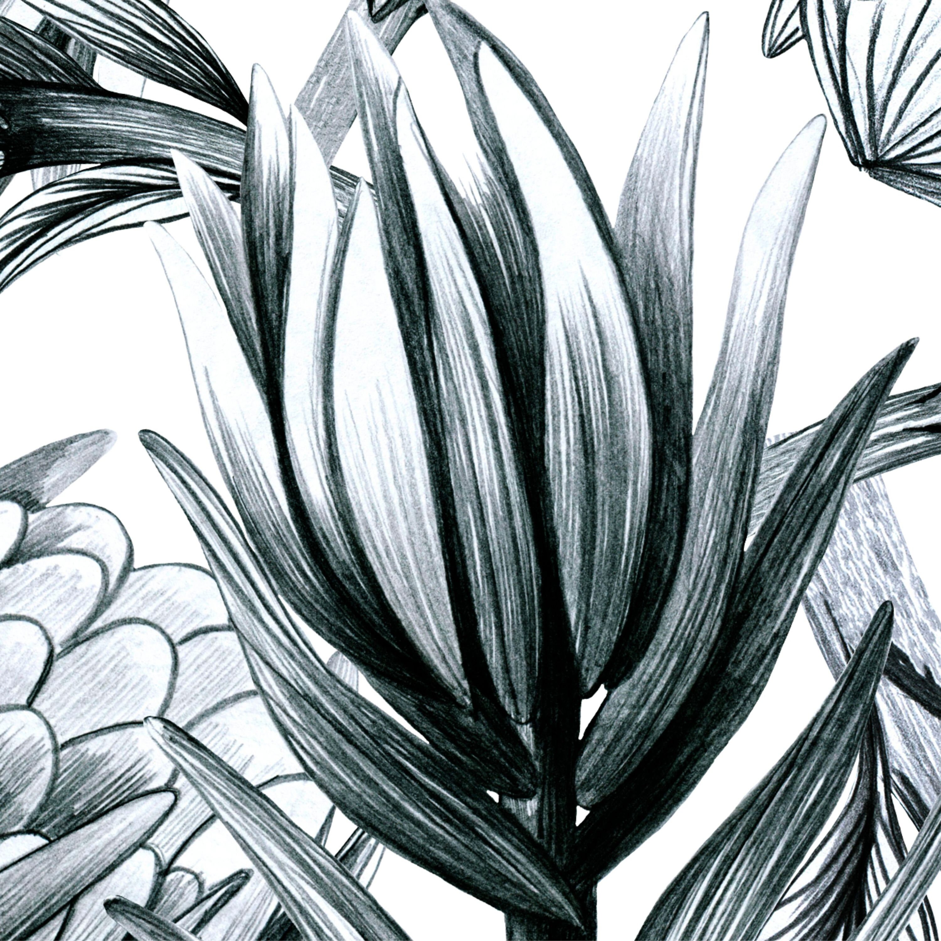 Watercolor Palm Tree Leaves Wallpaper Peal and Stick Tropical Etsy