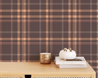 Tartan Plaid Peel and Stick Wallpaper, Check Pattern mural - Removable Self Adhesive Decor for Bedroom Living Room