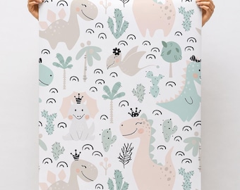 Dinosaur Wallpaper Peel and Stick  Removable Kids Room Decor  Easy Install Wall Mural