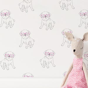 Cute Cartoon Dog Puppies Seamless Pattern | Peel and Stick Wallpaper Removable | Pre-Pasted Self-Adhesive Animal Dog Wallpaper