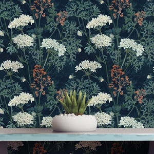 Peel and Stick Reusable Wallpaper, Green Leaf Watercolor Pattern Wall Art for Living Room, Bedroom, Tropical Wildflower Meadow Wall Mural