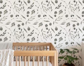 Black and White Wallpaper Botanical Peel and Stick Wallpaper Monochrome Floral Hand Painted Wallpaper Scandinavian Bedroom Decor for Wall