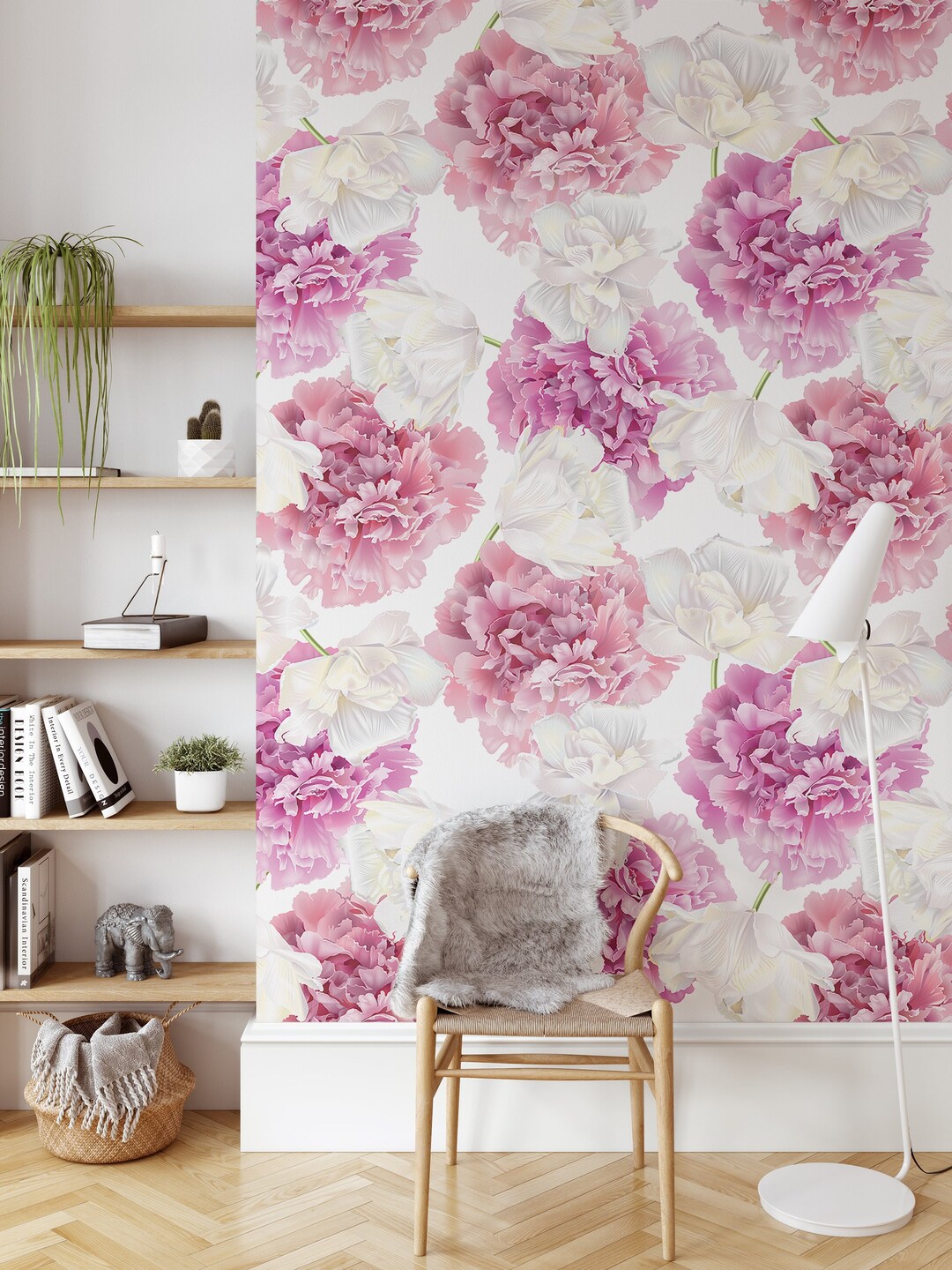 Vintage Romantic Pink Peony Peel & Stick Wallpaper - Removable, Pre ...