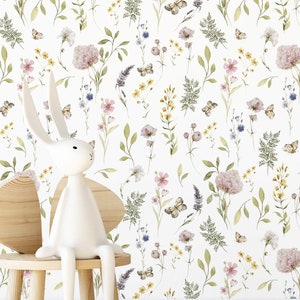 Safari Jungle Animals Wallpaper | Watercolor Forest Mural Wallpaper for Children&#39;s Room, Playroom, Nursery, Paradise Design, Removable Decor