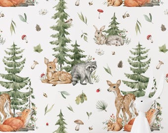 Papel de Parede para Quarto Infantil com Tema de Animais da Floresta | Adesivo Removível com Tema de Floresta