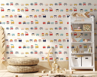Removable Wallpaper, Peel and Stick Wallpaper, Children’s Train Wallpaper, Colorful Kids Playroom Cartoon Wall Mural, Nursery Mural Wall Art