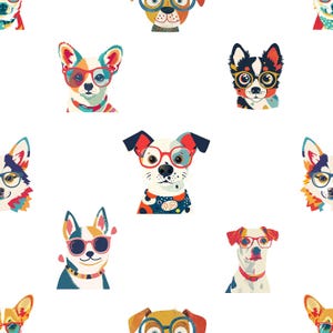 Peel and Stick Dog Wallpaper, Mixed Breed Pet Wallpaper for Kids Room Decor, Whimsical Vinyl Wall Art for Home Decor, Toddler Room Decor